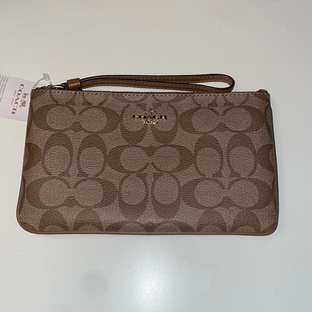 Coach wristlet wallet khaki/saddle brand new